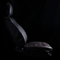 Housses de siège de voiture en cuir PVC respirant Civic VW MK7 GTD/GTE/GTI Tartan rouge Luxe Ensemble complet 5 pièces