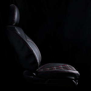 Araba VW MK7 GTD GTE GTI ile klozet kapağı PVC deri kırmızı Tartan kumaş araba klozet kapağı s tam Set lüks özelleştirilmiş öğe tarzı 5 adet - Product Image 6