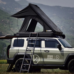 Tente de toit triangulaire étanche personnalisée pour camping, en aluminium rigide, avec support de toit de voiture HW-001 - Product Image 5