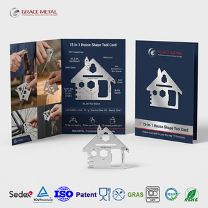 Regalos Promocionales Inmobiliarios, Paquete Personalizado, Llavero con Herramientas, Obsequios con Logotipo Personalizado, Publicidad, Tarjeta Multiherramienta 15 en 1 con Forma de Casa - Product Image 1