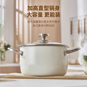 Casserole à soupe 3,1-4L grande capacité avec couvercle, adaptée aux cuisinières à gaz et à induction - Product Image 1