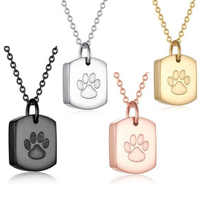 Ожерелье для праха питомца из нержавеющей стали с отпечатком лапы, кулон-урна для кремации, памятное украшение для собак и кошек - Product Image 3