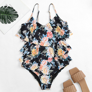 2024 New Trend Sexy Print One Piece Bikini Beachwear <strong>Bandeau</strong> Swimsuit Women Ruffle Swimwear <strong>Tankini</strong> - Product Image 2