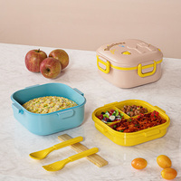 Produits les plus vendus 2025 Double couche en plastique étanche Tiffin Bento boîte à lunch contenants alimentaires avec ensemble de couverts pour les enfants
