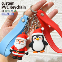 Porte-clés en PVC souple sur le thème de Noël personnalisés avec des motifs de Père Noël, d'arbre, de cloche et de chaussette, anneaux de clés en métal, clochettes pour les promotions de Noël, cadeaux
