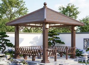 Gazebo de Aluminio para Jardín, Marca Wowcourtyard, Estilo Neoclásico, Color Marrón, para Terraza Exterior, Estilo Antiguo - Product Image 4