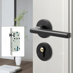 Modern Luxury Matte <strong>Black</strong> Aluminum <strong>Door</strong> Handle Set With Heavy Duty Privacy Lever Lock and Keyed Entry <strong>Door</strong> <strong>Knob</strong> for Interior - Product Image 2