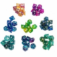 Jeu de dés polyédriques en acrylique, 7 pièces, D4 D6 D8 D10 D12 D20, dés DND à paillettes galactiques pour jeux de rôle sur table Dungeons & Dragons