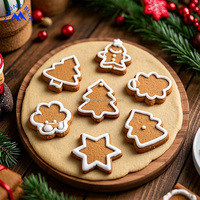 Ensemble d'outils de cuisson pour biscuits de Noël à texture dure et croustillante à bas prix, avec carton d'emballage en forme d'arbre inclus et décorations en glaçage