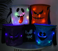 Panier à bonbons lumineux personnalisé pour Halloween, sac à friandises LED pour fête, seau à friandises multifonctionnel, durable, réutilisable, rapide