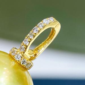 Cuentas Redondas Básicas de 13-14 mm, Impecables, con Hebilla de Oro de 18K, Universales para Colgantes y Dijes de Perlas, Colgante de Cuentas de Oro Natural - Product Image 4