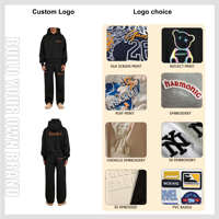 Ensemble de survêtement premium 100 % coton pour homme, coupe oversize, streetwear, molleton épais, personnalisable avec logo, décontracté, OEM