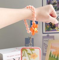 Tali Gantungan Ponsel Gelang Bunga Manik-Manik Tali Gantung Kreatif Gantungan Kunci Tali Lanyard Ponsel Bunga Manik-Manik Anti-Hilang