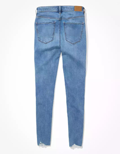 <span class=keywords><strong>Jeans</strong></span> da donna personalizzati <span class=keywords><strong>Jeans</strong></span> Skinny da donna OEM <span class=keywords><strong>Jeans</strong></span> Skinny blu Ultra allungati con orlo strappato <span class=keywords><strong>Jeans</strong></span> a matita a vita alta per donna - Product Image 4