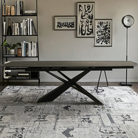Mobilier de salle à manger personnalisé, moderne et léger de luxe avec pieds en métal Table de table en céramique avec dessus en verre trempé pliable 8 places