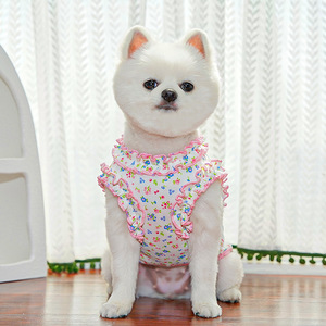Ropa para Mascotas, Perros y Gatos, Diseño Floral, Transpirable, Bonito, Primavera Verano, Nuevo, con Volantes, Venta al por Mayor, <span class=keywords><strong>Bichón</strong></span> - Product Image 2