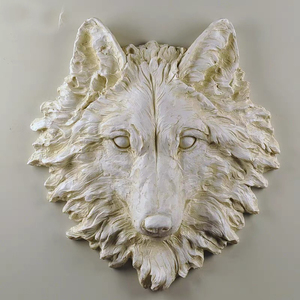 Gran Oferta personalizada 3D cabeza de Lobo dorado pared arte escultura Metal hogar colgante Animal decoración al por mayor personalizado 3D pared arte esculturas - Product Image 3