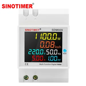 6IN1 DIN ราง AC Monitor 110V 220V 380V V ตัววัดกระแสไฟฟ้าแรง100A กิโลวัตต์ชั่วโมงมิเตอร์วัดพลังงานไฟฟ้าโวลต์แอมป์