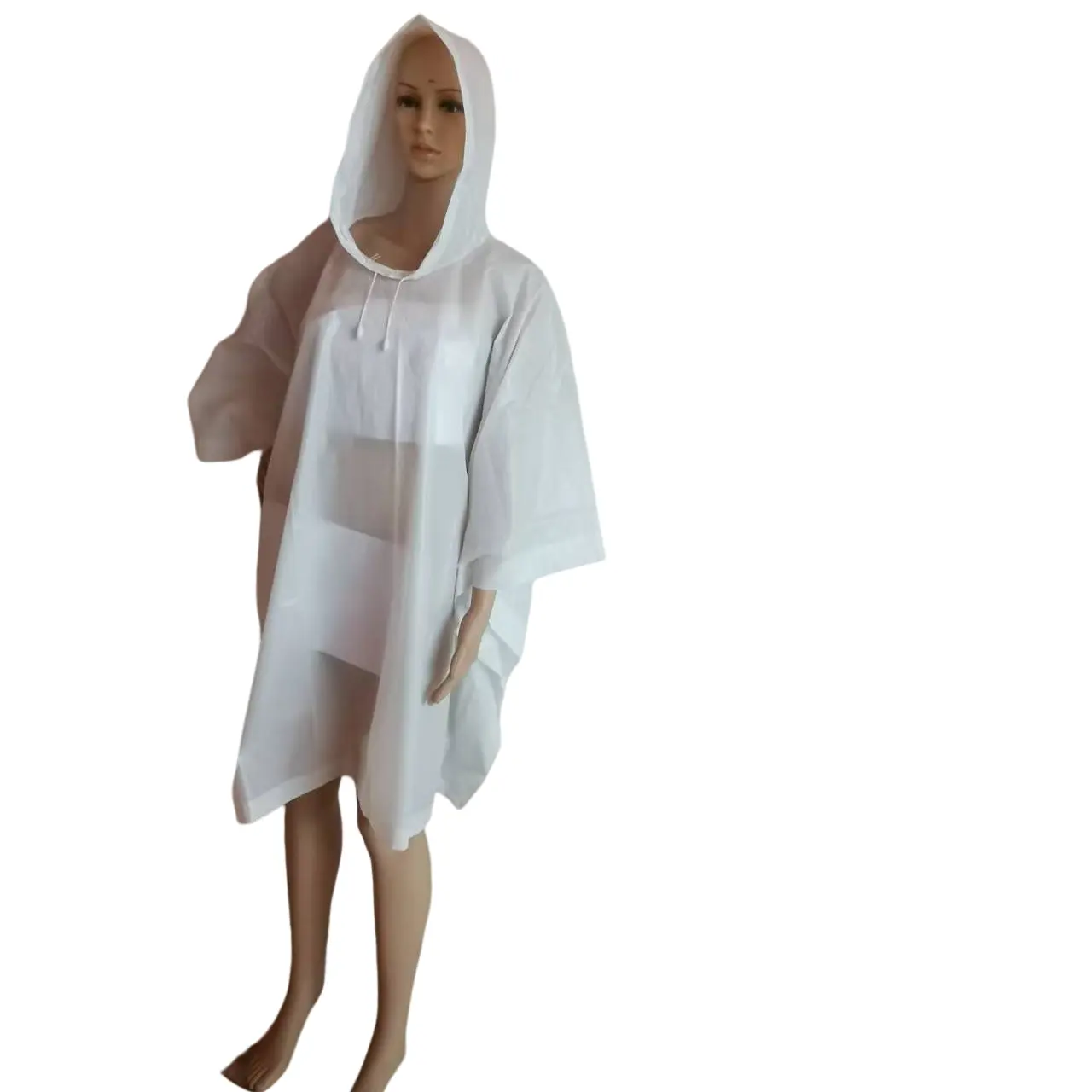 Herbruikbare Hooded Eva Volwassen Waterdichte Witte Regen Jas Voor Wandelen
