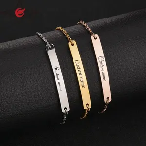 Fornecedor personalizado pulseira de aço inoxidável não desbotada pulseira de casal gravada DIY com nomes