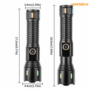 ยุนมัยไฟฉายแบบชาร์จไฟได้แบบสองหัว 2500mAh LED แสงสีขาวจอแสดงผลดิจิตอลประเภทซีชาร์จไฟฉายยุทธวิธีระยะไกล - Product Image 2