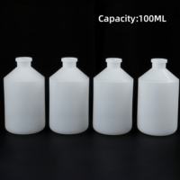 Vial Transparente para Inyección de Vacunas Veterinarias para Mascotas, 100 ml, Estéril, con Tapón de Goma PP/HDPE, Botella para Medicamentos Líquidos
