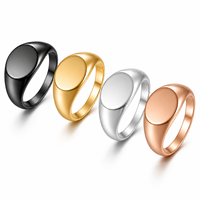Personalisierter Siegelring mit Gravur, 18K vergoldeter Edelstahl, klobiger, anlaufgeschützter DIY-Ring für Herren und Damen, Großhandel