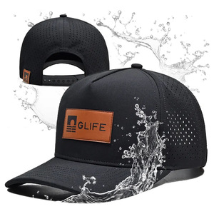 Casquette publicitaire en maille perforée au laser, protection solaire, randonnée en plein air, activité de groupe, travail, 6 panneaux, tout en coton, respirant, filet rouge, coupe-vent - Product Image 1