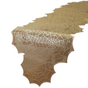 Caminos <span class=keywords><strong>de</strong></span> <span class=keywords><strong>Mesa</strong></span> Decorativos <span class=keywords><strong>de</strong></span> Lujo Ligero con Diseño <span class=keywords><strong>de</strong></span> Telaraña, <span class=keywords><strong>Estampado</strong></span> Dorado, Largos, <span class=keywords><strong>de</strong></span> Color Sólido, Calados, <span class=keywords><strong>de</strong></span> PVC, Aislantes del Calor, Estilo Nórdico - Product Image 1