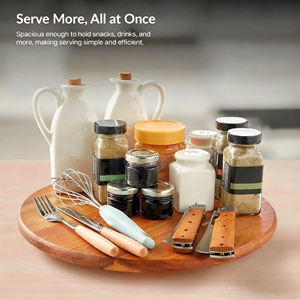 13.7IN Acacia Wood <strong>Lazy</strong> <strong>Susan</strong> Turntable Organizer Kitchen Turntable Storage Food for Cheese Boards, Pantry, <strong>Fridge</strong>, Countertop - Product Image 3