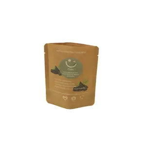 Bolsa Ziplock de pie para café y té de grado alimenticio, embalaje personalizado de papel Kraft, bolsa de pie