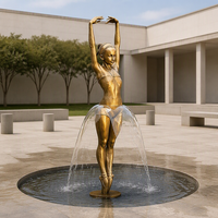 Fontaine décorée élégamment avec une statue de femme dansante en bronze, disponible pour la personnalisation et la vente