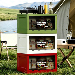 <b>FOLDING</b> Foldable Plastic Food <b>Storage</b> <b>Box</b> Rectangular With Wooden Lid Magnetic DoorMinimalist Design - Product Image 1
