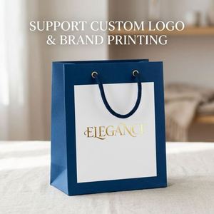 Wholesale Premium 120gsm <b>Small</b> Vertical <b>White</b> Kraft Paper <b>Bag</b> Deep Blue Frame INS Style Jewelry Gift Packaging Custom Logo - Product Image 2