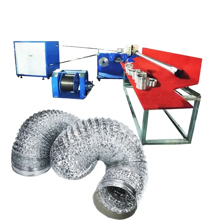 Double layer Flexible Aluminum Foil wire round Air Duct Exhaust Pipe forming making machine for HVAC Ventilation