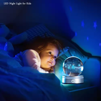 Honneur de cristal système solaire planète sphère 3D boule de cristal laser clair à facettes K9 boule de verre de cristal laser 3D personnalisée