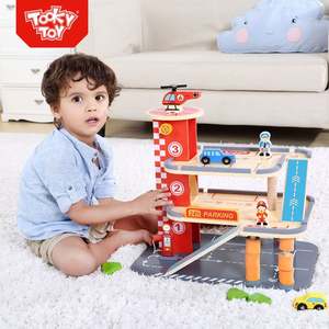 TOOKY TOY Marque Jouer Structure de stationnement en bois Jouet Garage en bois - Product Image 3