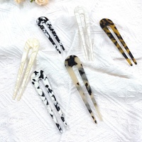 Pince à cheveux coréenne vintage géométrique en U, noire et blanche, polyvalente, avec logo personnalisé, pour chignons arrière pour femmes