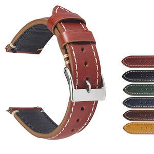 Correas de reloj de cuero liso, pulsera de cuero encerado de 20mm y 22mm, Estilo Vintage italiano - Product Image 1
