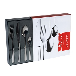 Cơ sở 430 thép không gỉ dao kéo với phẳng xử lý thiết kế mặt trăng Flatware <span class=keywords><strong>Set</strong></span> 24 cái Craft Hộp quà tặng - Product Image 2