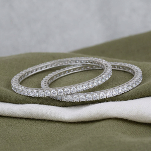 Bracelets en argent 925 avec pierres de moissanite en cercle complet, finition blanche, bijoux fins, cadeau de mode pour femmes, accessoire de poignet - Product Image 5