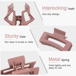 Pinces à cheveux géantes de 11 cm, accessoires pour femmes, couleur unie, plastique, extra larges, rectangulaires, mates, pour cheveux épais - Product Image 4