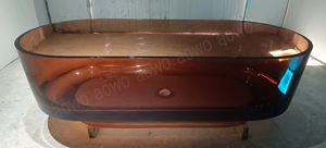 <span class=keywords><strong>Bañera</strong></span> de hotel de piedra sólida de color rosa, <span class=keywords><strong>bañera</strong></span> de hidromasaje de inmersión de alta calidad, grifo de resina transparente con escurridor - Product Image 5