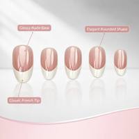 Y106 – Kit de faux ongles réutilisables de qualité supérieure, vente en gros, ongles artificiels blancs style French