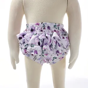 Newborn Baby Clothes Cute Flower Patterns Satin Children Underwear Baby Diaper Cover Ruffle Bloomers For Girls