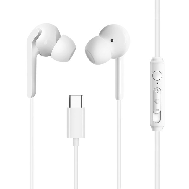 Maimi 1.2m Wired USB-C Earphone with Microphone Type-C Cord Wire Stereo Sound Music Headphones for Mobile Phone