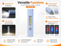 Senter Mini Zoom USB Tipe-C Pengisian Daya COB Lampu Samping Baterai Lithium Isi Ulang Lampu Berkedip Paduan Aluminium Luar Ruangan