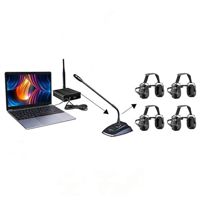 500M Mesh Broadcast Communication Headset, Over-Ear ENC Noise Cancelling Headphones for Construction Mining Site Tour Guide