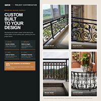 Rampe de balcon modulaire en aluminium style fer forgé sur mesure pour villa de luxe, hôtel, design classique, revêtement poudré