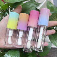 Nouveaux Tubes de Brillant à Lèvres en Plastique Dégradé Populaires 2025, 4ml et 6ml, Grande Capacité Rose avec Grande Brosse et Sérigraphie